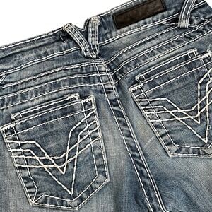 Vintage Vigoss Bootcut Jeans Embellished Pockets Denim Blue 26" Y2K Low Rise‎